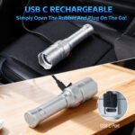 you can recharge simply the AULITE traffic flashlight 009E with USB C port on car or at home.