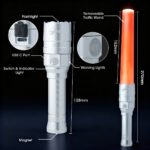 the overview and dimensions of AULITE traffic flashlight 009E