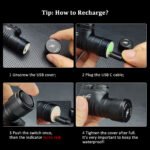 Step-by-step guide on how to recharge the AULITE headlamp 030B