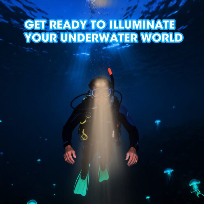 AULITE 030B rechargeable diving headlamp, IP68 waterproof heavy-duty LED torch for underwater use